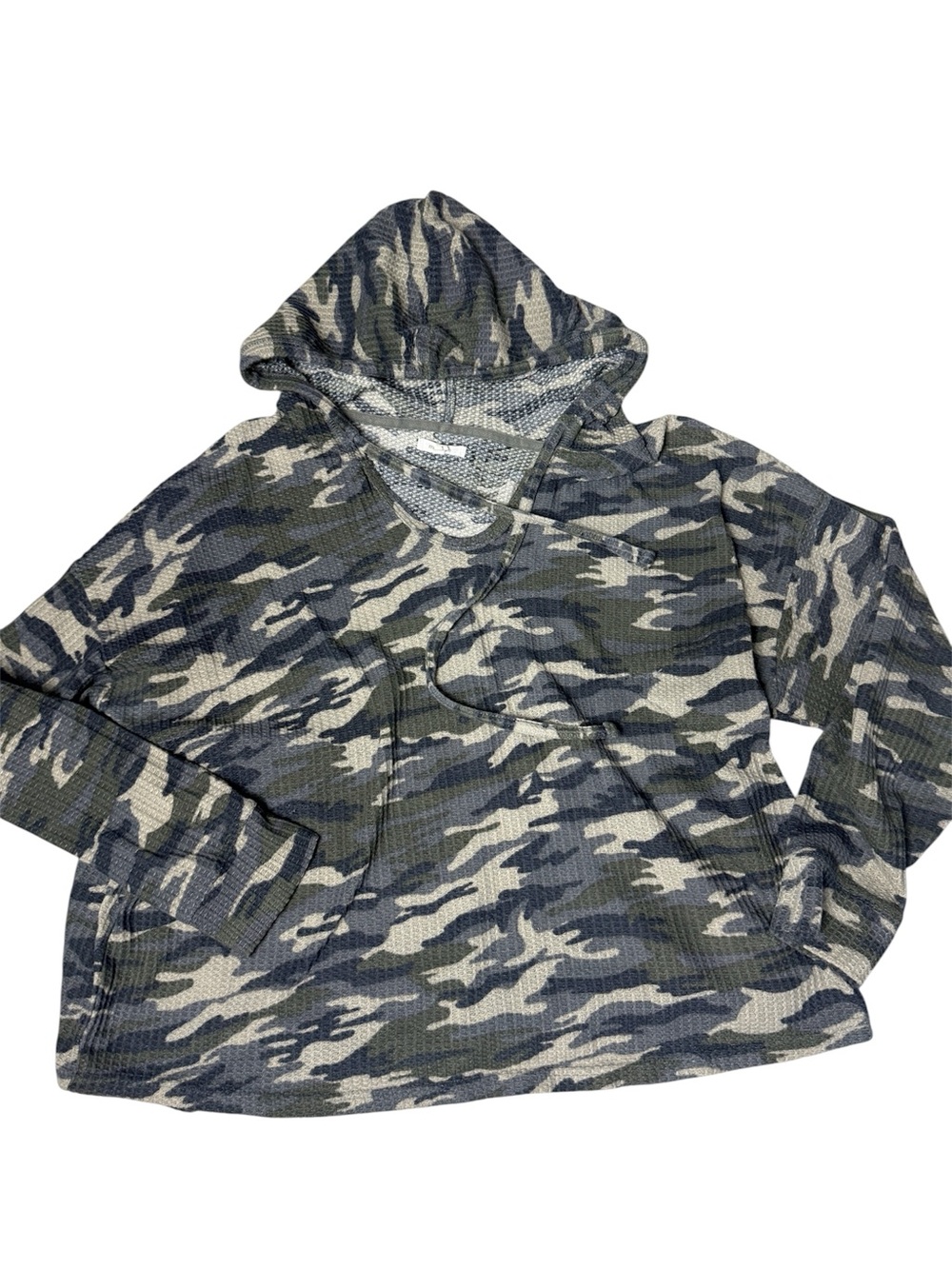 Maurices hoodie camo lightweight hoodie waffle knit top